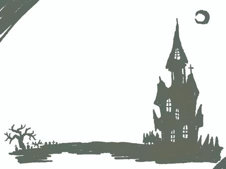 Illustration, halloween, castle, dead tree, 