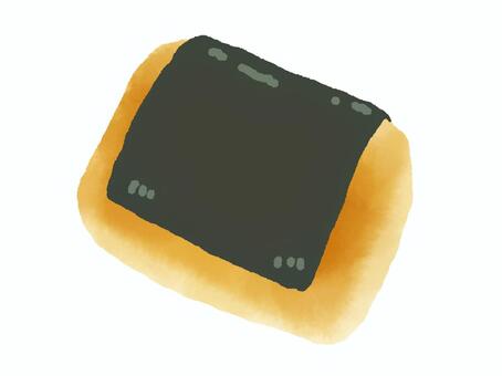 磯辺焼き 磯辺餅,焼餅,海苔,海苔巻き,角餅,一個,おやつ,食べ物,炭水化物のイラスト素材