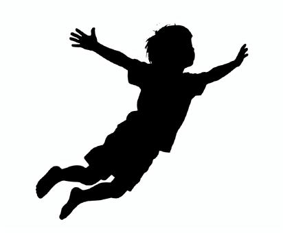 空を飛ぶ子供のシルエット 飛ぶ,空,子供,シルエット,仰ぐ,ファンタジー,夢,おとぎ話,飛び込むのイラスト素材