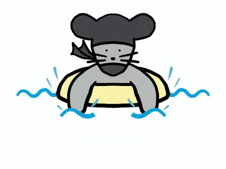 忍者マウスの水泳 忍者,ネズミ,男,水泳,浮き輪,運動のイラスト素材