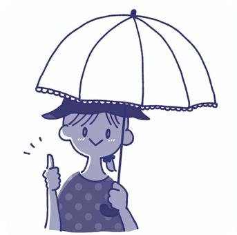 日傘を使っている女性のかわいいイラスト