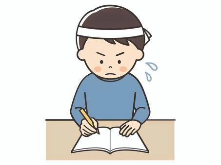 試験勉強をする男性 男性,お父さん,勉強,宿題,学習,テスト,学ぶ,課題,塾,自主勉強のイラスト素材