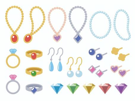 アクセサリーセット アクセサリー,ジュエリー,ネックレス,パール,指輪,リング,結婚指輪,ピアス,イヤリング,宝石のイラスト素材
