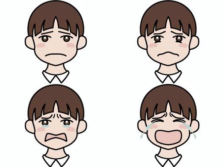 泣く段階　我慢〜号泣 泣き顔,我慢,号泣,不満,顔,アイコン,セットのイラスト素材