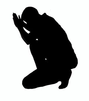 跪いて謝る人 謝罪,跪く,土下座,反省,感情表現,後悔,懺悔,シリアス,シルエットのイラスト素材