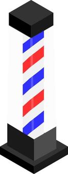 サインポール　アイソメトリック サインポール,理容室,床屋,美容,ヘアカット,回転灯,看板,レトロ,店舗,街並みのイラスト素材