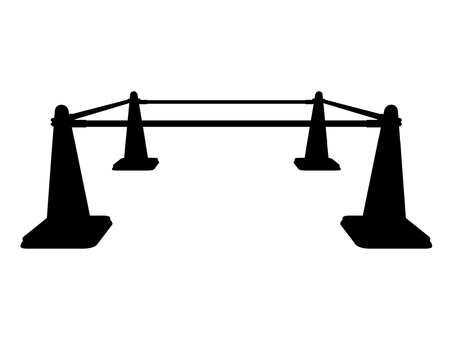 シルエット　カラーコーンで囲まれた場所 カラーコーン,危険,工事,三角コーン,パイロン,安全地帯,立ち入り禁止,シルエットのイラスト素材