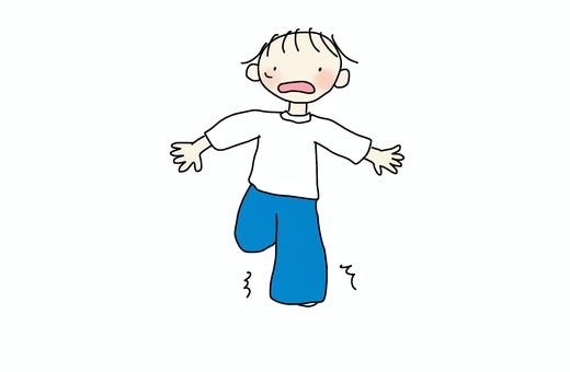 ズボンでつまずく　カラー つまずく,転ぶ,ズボン,危険,子ども,幼児,保育園,幼稚園,こども園のイラスト素材