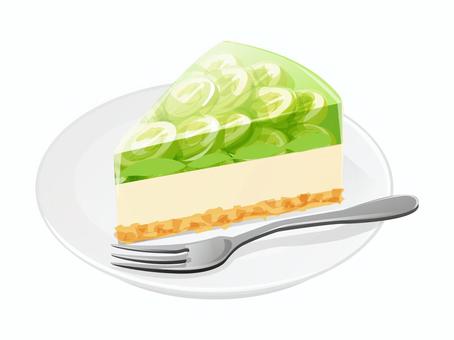 マスカットゼリーレアチーズケーキ4 チーズケーキ,ケーキ,マスカット,ゼリー,スイーツ,料理,食べ物,チーズ,クッキー,皿のイラスト素材