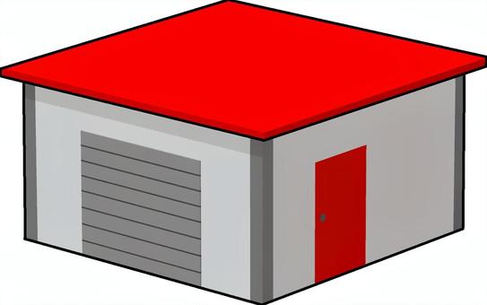 ガレージ 建物,小屋,プレハブ,ガレージ,倉庫,物置,赤色,蛍光色,3dcg,立体のイラスト素材