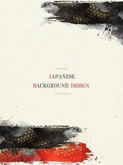 Ink and gold leaf hemp leaf pattern Japanese background 308, JPG, PNG and AI Ink and gold leaf hemp leaf pattern Japanese background 308, and handle, writing brush, background, JPG, PNG and AI