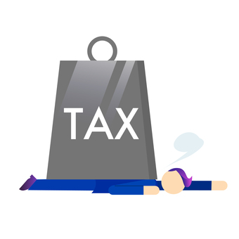 税金に押しつぶされるサラリーマン 増税,ピクトグラム,サラリーマン,棒人間,税金,負担,重い,大変,スーツ,重圧のイラスト素材