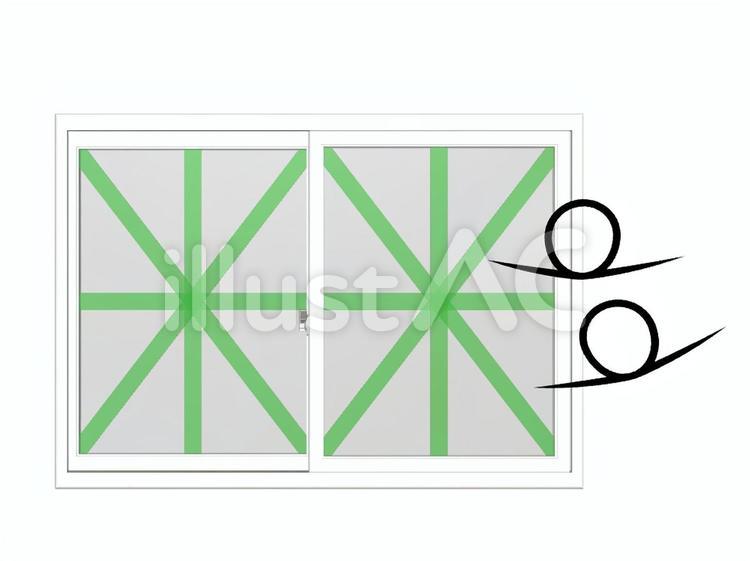 窓　台風対策 窓,目張り,強風対策のイラスト素材