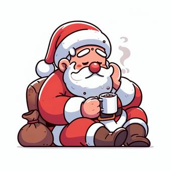 Illustration, santa, break, get tired, 