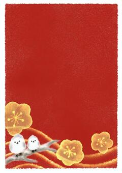 赤とゴールド めでたい シマエナガ背景 シマエナガ,背景,赤,ゴールド,めでたい,年賀状,年賀,新春,絵葉書,和風のイラスト素材