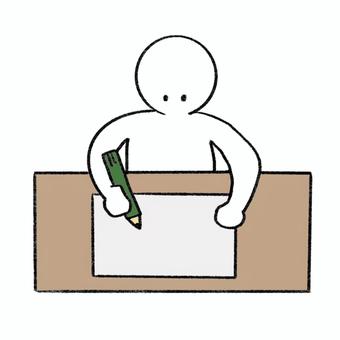 机で作業するひと 勉強する人