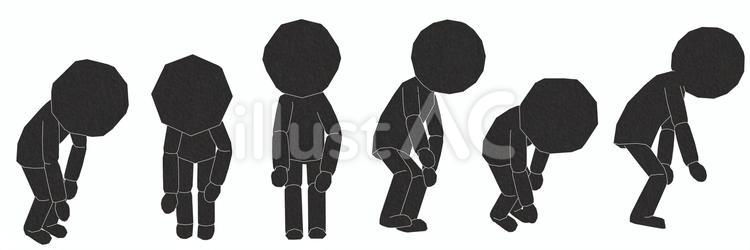 棒人間　ペパクラ風　手を伸ばして物を拾う 拾う,しゃがむ,かがむのイラスト素材