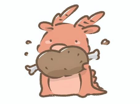 もぐもぐドラゴン。 ドラゴン,食べ物,食べる,ファンタジー,ゲーム,アニメ,漫画,龍,漫画肉,お肉のイラスト素材