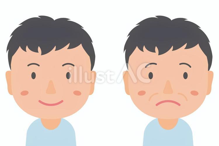ほうれい線による見た目の違い ほうれい線,しわ,加齢のイラスト素材