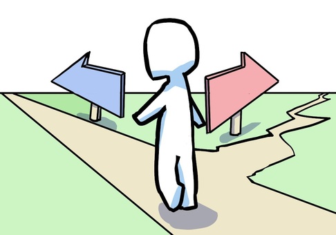 まっすぐに進む人 前進,道,選択,決断,まっすぐ,チャンス,行動,進路,分かれ道,棒人間のイラスト素材