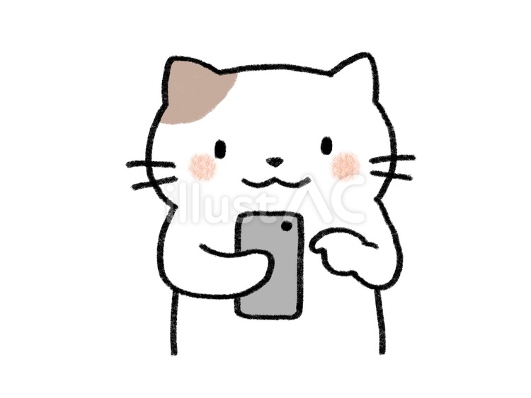 スマホを使う猫 スマホ,携帯,スマートフォンのイラスト素材