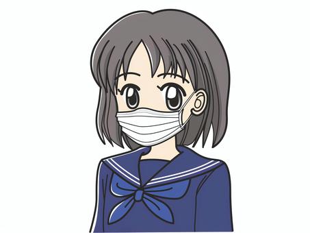 Schoolgirl wearing a mask, , JPG and PNG