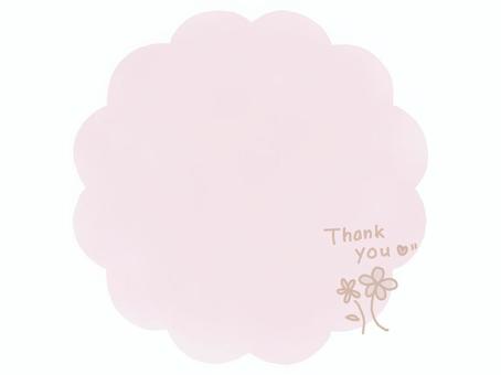 ピンク円形花型フレームとThankyou フレーム,枠,円形,花,型,thankyou,ありがとう,メッセージ,カード,ポストカードのイラスト素材