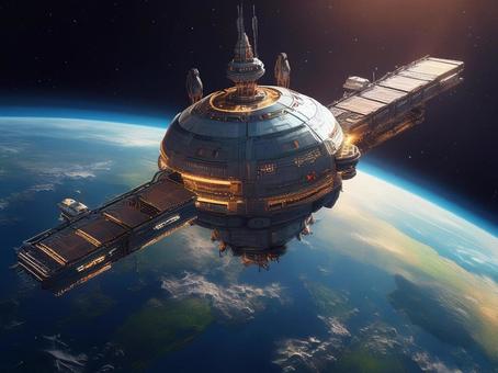 Spaceship floating above Earth, evren, toprak, temel, JPG