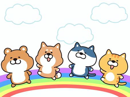 Rainbow path walk_01, dog, cat, bear, JPG and PNG