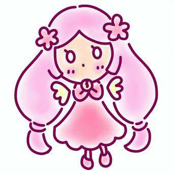 お花の妖精 花,春,かわいい,妖精,シンプル,素材,女の子,無料,フリーのイラスト素材