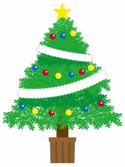 フワフワがついたクリスマスツリー フワフワがついたクリスマスツリー クリスマス,クリスマスツリー,イベント,木,樹木,植物,オーナメント,飾り,装飾,ライトのイラスト素材