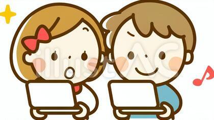 ゲーム機で遊ぶ男の子と女の子