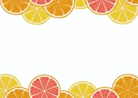 カットフルーツ背景02 Grapefruit,切口,Orange,ピンクグレープフルーツ,切り口,カットフルーツ,lemon,れもん,レモン,飾り枠のイラスト素材