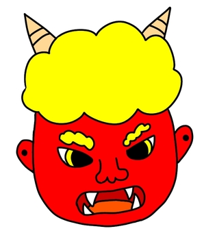 鬼のお面赤 お面,鬼,節分,2月,行事,手書き,イベント,冬のイラスト素材