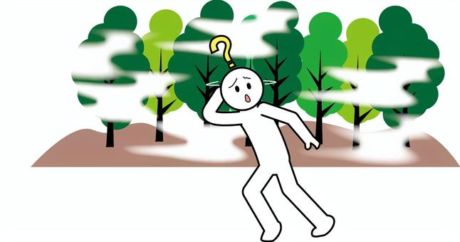 遭難迷い込む　 遭難,迷い込む,霧,もや,天候,森,樹木,山奥,自然,デフォルメのイラスト素材