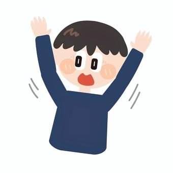 驚愕する子供の男の子 驚愕,ビックリ,驚く,感情,ポーズ,子供,こども,男の子,男児,人物のイラスト素材