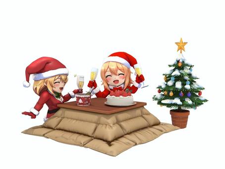 冬のサンタコスプレのクリスマスパーティー