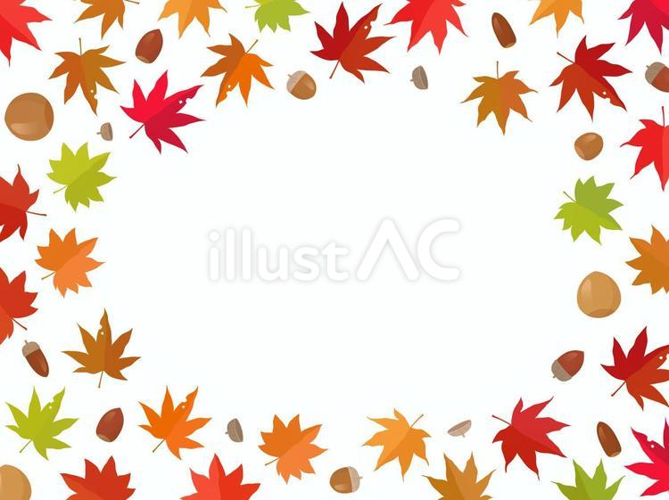 紅葉とどんぐりのフレーム 紅葉,モミジ,もみじのイラスト素材