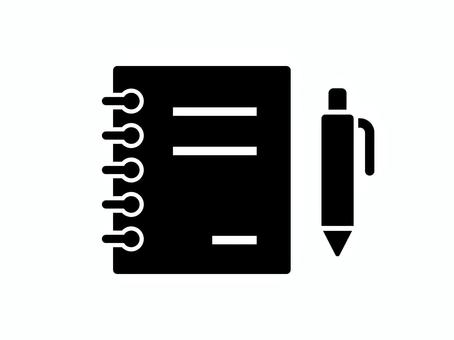 ノートとペンのアイコン ノートとペンのアイコン ノート,ペン,筆記用具,文房具,メモ帳,ボールペン,シャープペン,シルエット,ソリッド,白背景のイラスト素材