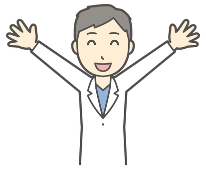  男性医師白衣-175-バスト ばんざい,医者,医師,男性,白衣,スクラブ,病院,医療,ドクターコート,先生のイラスト素材