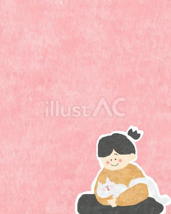 ねこと仲良しの男性♪ かわいい,ねこ,動物のイラスト素材