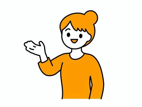 案内をする・手で示す女性01 人物,女性,若者,主婦,社会人,社員,派遣社員,バイト,案内,提案のイラスト素材