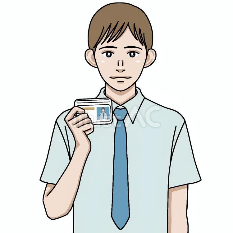 免許取得　免許証の提示 免許証,男性,本人確認のイラスト素材