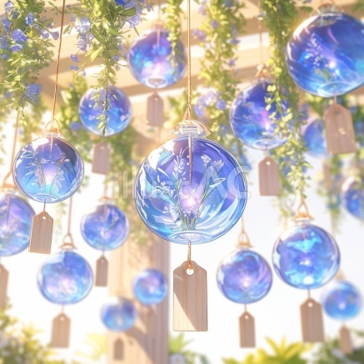 風鈴の音色が響く夏の日 日本,夏,風景のイラスト素材