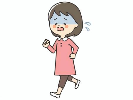 一生懸命走る女の子 逃げる,恐怖,怖い,焦る,ランニング,マラソン,しんどい,有酸素運動,ウォーキング,ジョギングのイラスト素材