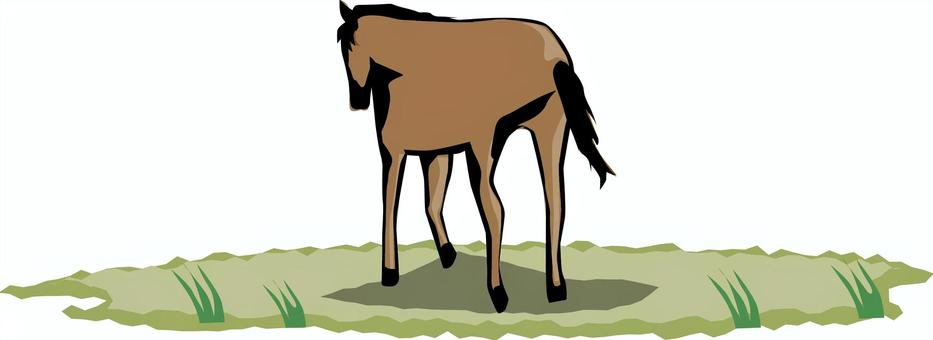 馬牧場  馬牧場  馬,牧場,歩く,草地,草原,後ろ向き,去る,和,墨絵のイラスト素材