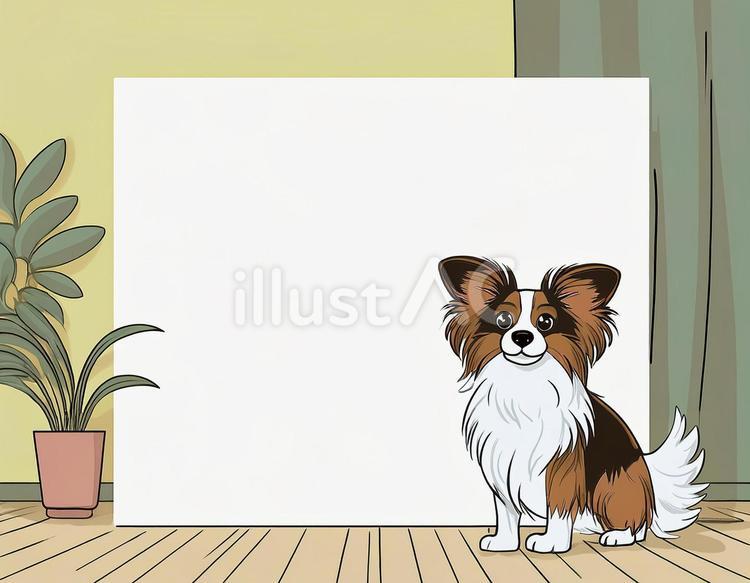パピヨン　フレーム素材 犬,フレーム,動物のイラスト素材