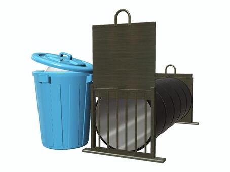 ゴミ置き場にワナ　大型獣用ドラム式捕獲器 罠,ゴミ置き場,駆除,捕獲,ワナ,ドラム缶,危険,クマ,ゴミ,ごみ袋のイラスト素材