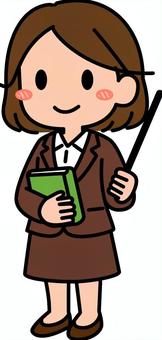 茶色の女性の先生です。 授業,先生,シンプル,教師,学び,勉強,指導,学習,説明,学ぶのイラスト素材