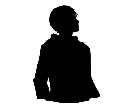 横顔の男性（シルエット） 男性,人物,青年,若者,学生,横顔,シルエット,シンプル,挿絵,見上げるのイラスト素材